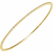 14K Yellow 1/3 CTW Natural Diamond Beaded Bangle 7 3/4" Bracelet - Robson's Jewelers