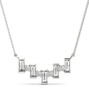 Alternating Round and Baguette Lab Diamond Bar Necklace