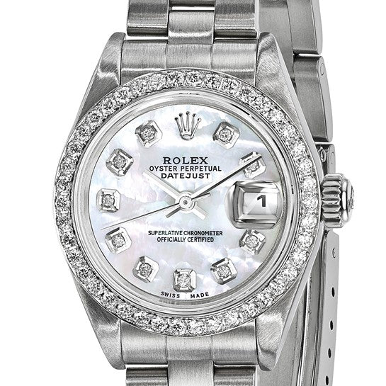 Pre-owned Independently Certified Rolex Steel/18kw Bezel Lady Dia MOP Watch - Robson's Jewelers