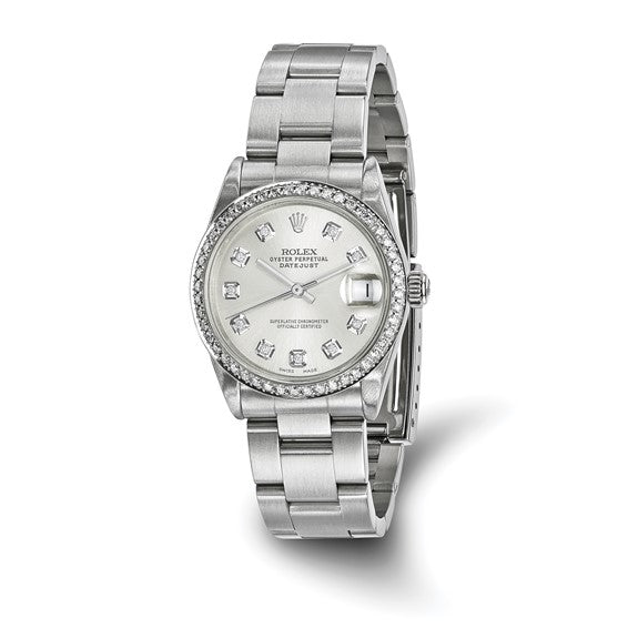 Pre-owned Independently Certified Rolex Steel/18kw Diamond Datejust Watch - Robson's Jewelers