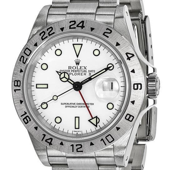 Pre-owned Independently Certified Rolex Steel Mens Explorer II White Watch - Robson's Jewelers