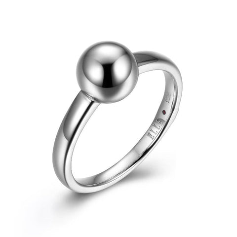 Sterling Silver 8mm Bead Ring, Rhodium Plated, Size 6