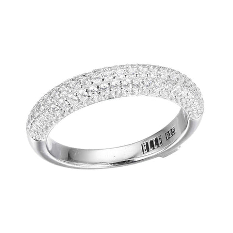 SS ELLE " STARDUST" RHODIUM PLATED CZ RING SIZE 6