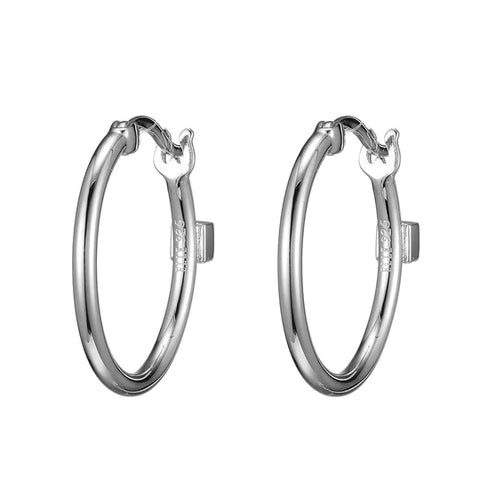 Rhodium Plated Sterling Silver Hoop Earrings 20mm