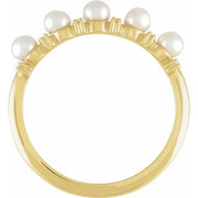 14K Yellow Cultured White Seed Pearl & 1/10 CTW Natural Diamond Anniversary Band - Robson's Jewelers