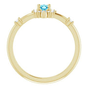 14K Yellow Natural Aquamarine & 1/6 CTW Natural Diamond Halo-Style Ring - Robson's Jewelers