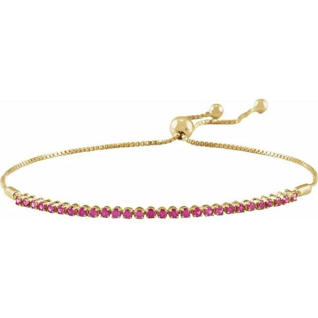 14K Yellow Natural Ruby Adjustable 9 1/2" Bolo Bracelet - Robson's Jewelers