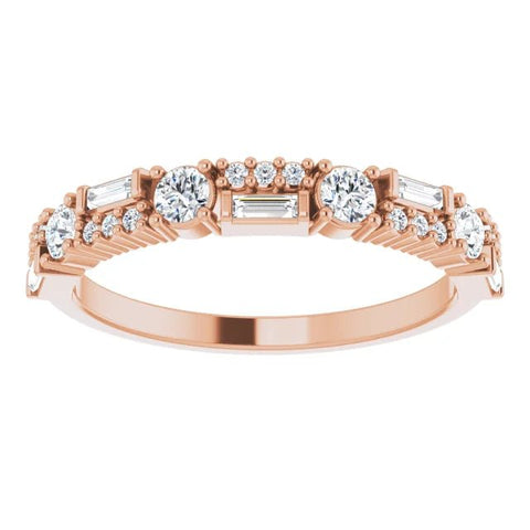 14K Rose 3/8 CTW Natural Diamond Double Row Anniversary Band - Robson's Jewelers