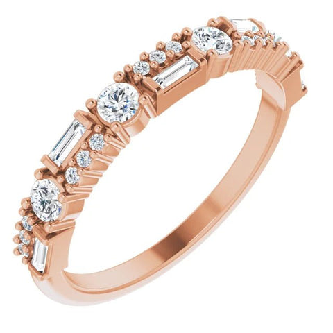 14K Rose 3/8 CTW Natural Diamond Double Row Anniversary Band - Robson's Jewelers