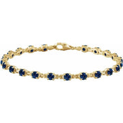 14K Yellow Lab-Grown Blue Sapphire 7 1/4" Line Bracelet - Robson's Jewelers