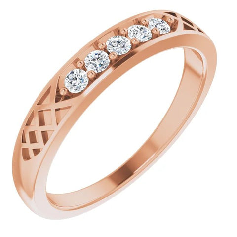 14K Rose 1/6 CTW Natural Diamond Celtic-Inspired Anniversary Band - Robson's Jewelers