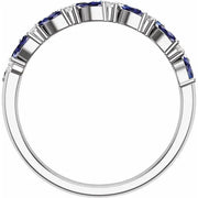 14K White 1/5 CTW Natura Diamond and Natural Blue Sapphire Anniversary Band - Robson's Jewelers