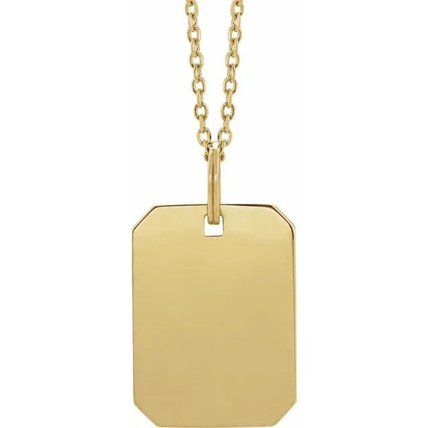 14K Yellow Floral Dog Tag 20" Necklace - Robson's Jewelers