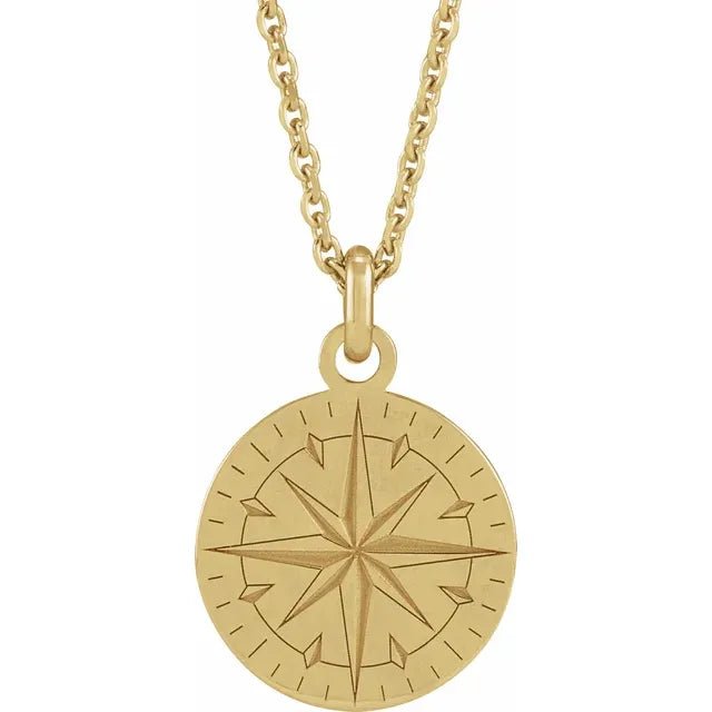 Gold Compass Pendant - Micro Compass Piece (Partially Iced) - IF & Co.