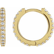 14K Yellow 1/2 CTW Lab-Grown Diamond 14 mm Hinged Hoop Earrings - Robson's Jewelers