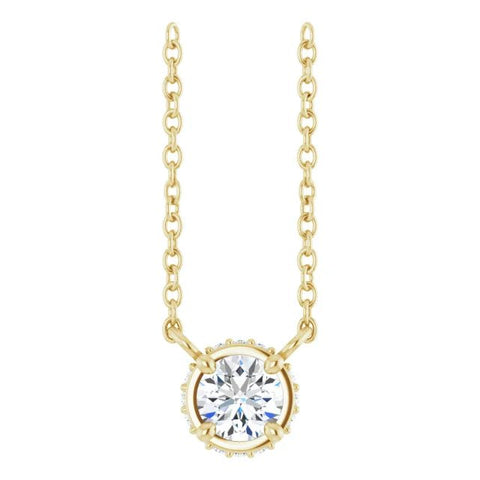 14K Yellow 1/4 CTW Natural Diamond Hidden Halo 18" Necklace - Robson's Jewelers