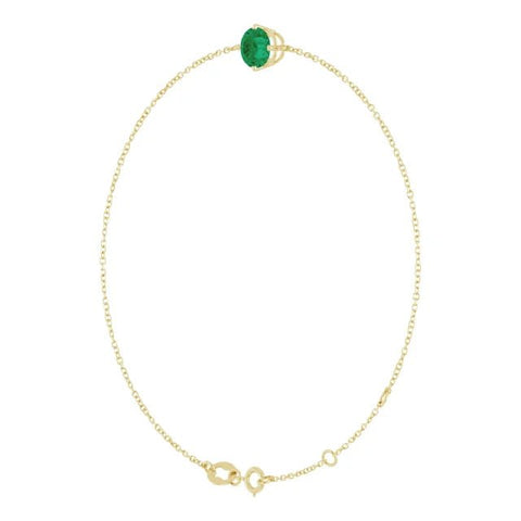 14K Yellow 6 mm Lab-Grown Emerald 6 1/2-7 1/2" Bracelet - Robson's Jewelers