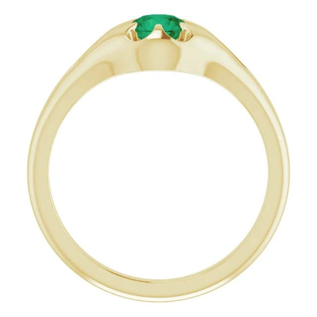 14K Yellow Natural Emerald Belcher Ring - Robson's Jewelers