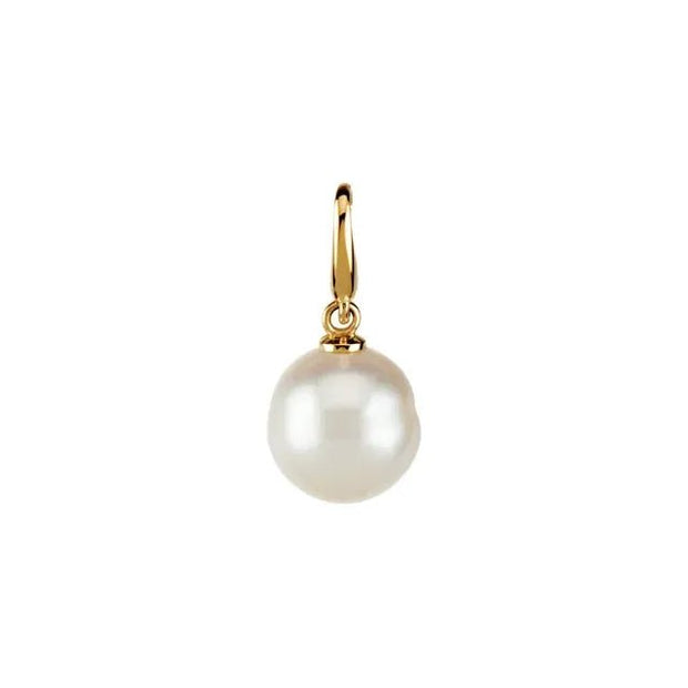 14K Yellow Cultured White Freshwater Pearl Charm - Robson's Jewelers