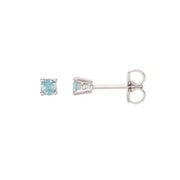 14K White 3 mm Natural Blue Aquamarine Earrings - Robson's Jewelers
