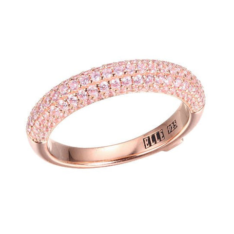 SS ELLE " STARDUST" ROSE GOLD PLATED PINK CZ RING SIZE 6 - Robson's Jewelers