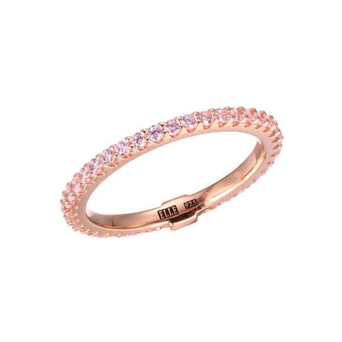 SS ELLE " STARDUST" ROSE GOLD PLATED PINK CZ RING SIZE 6 - Robson's Jewelers