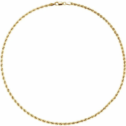 14K Yellow 3 mm Rope 20" Chain - Robson's Jewelers