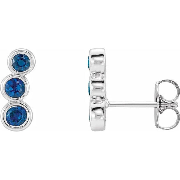 14K White Natural Blue Sapphire Ear Climbers - Robson's Jewelers