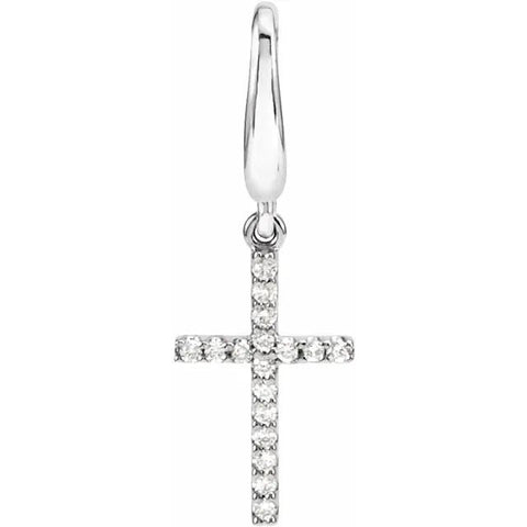 14K White .08 CTW Natural Diamond Cross Charm - Robson's Jewelers