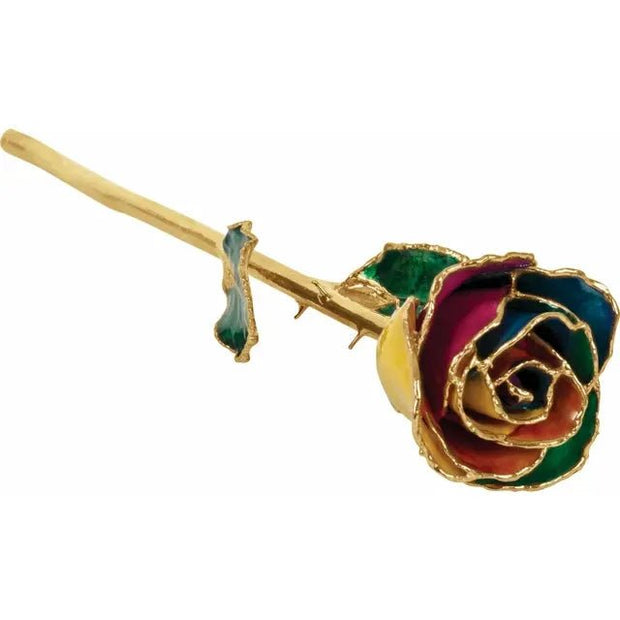 Lacquered Rainbow Rose with Gold Trim - Robson's Jewelers