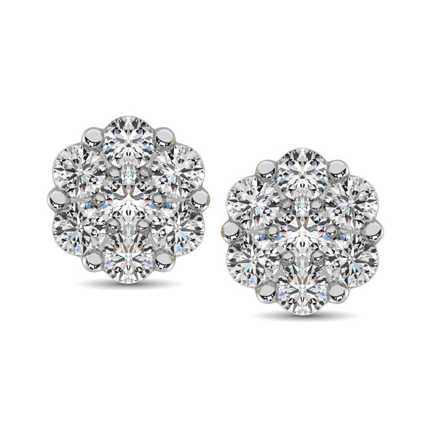 14K White Gold 1/4 Ct.Tw. Diamond Flower Studs Earrings - Robson's Jewelers