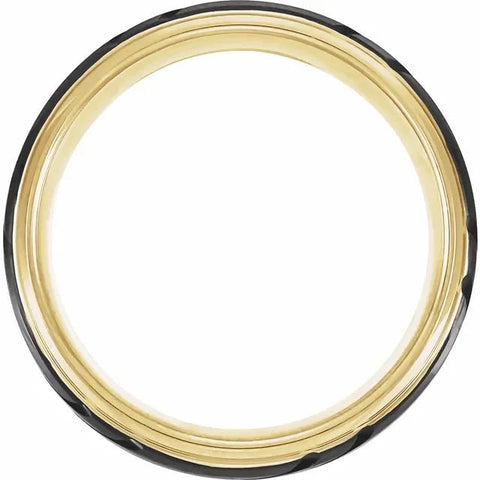 Black PVD & 18K Yellow Gold-Plated Tungsten 8 mm Grooved Band 7.5 - Robson's Jewelers