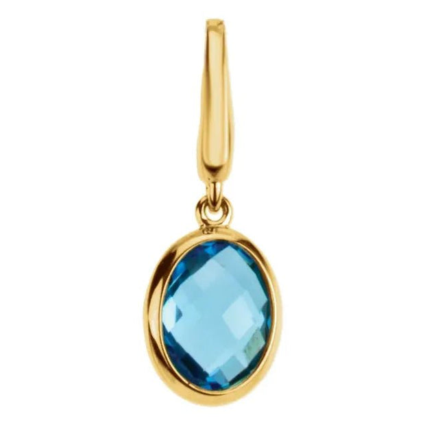 14K Yellow Checkerboard Natural Swiss Blue Topaz Charm - Robson's Jewelers