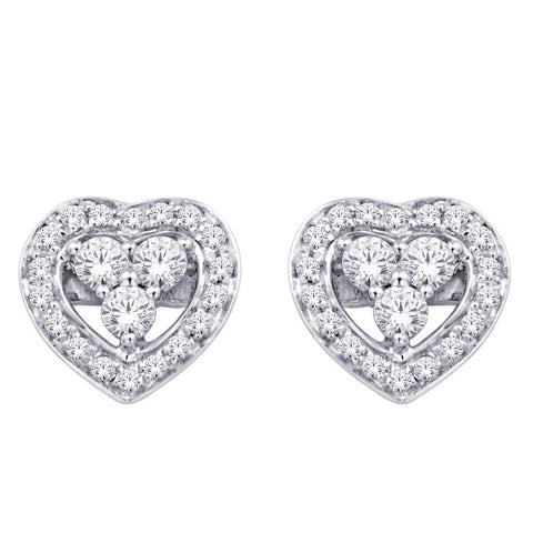 10K White Gold 1/6 Ct.Tw. Diamond Heart Earrings - Robson's Jewelers
