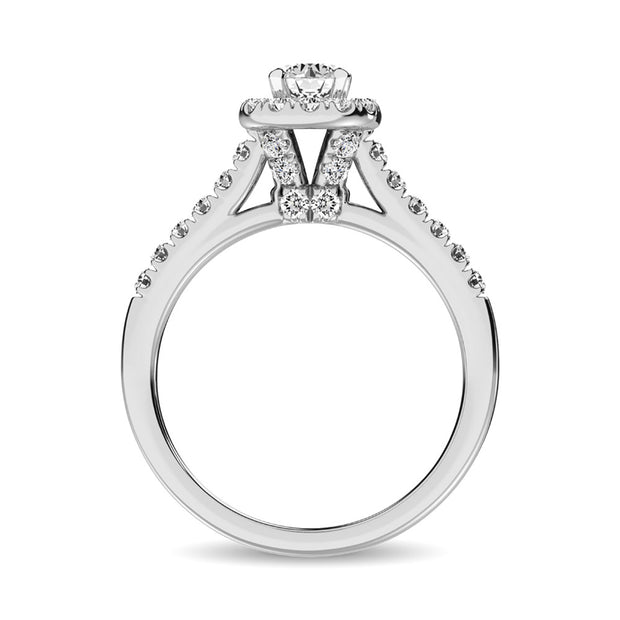 14K White Gold 1/2 Ct.Tw. Diamond Halo Engagement Ring - Robson's Jewelers
