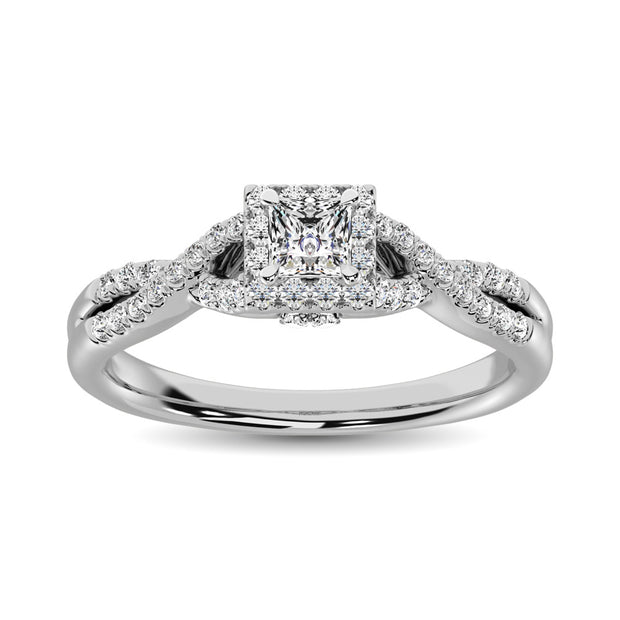 14K White Gold 1/2 Ct.Tw.Diamond Halo Engagement Ring - Robson's Jewelers