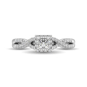 14K White Gold 1/2 Ct.Tw.Diamond Halo Engagement Ring - Robson's Jewelers