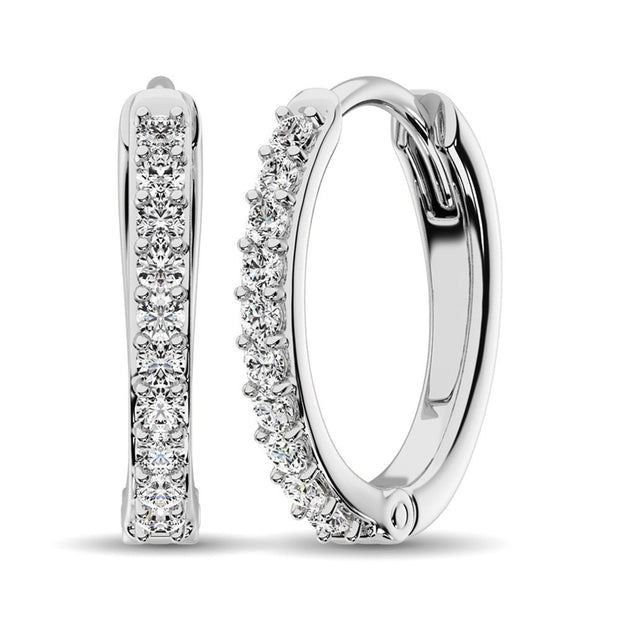 Diamond 3/8 Ct.Tw. Hoop Earrings in 10K White Gold - Robson's Jewelers