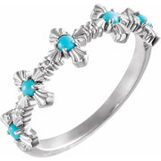 14K White Natural Turquoise Cross Ring - Robson's Jewelers