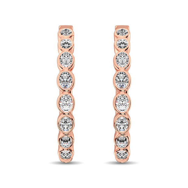 10K Rose Gold 1/3 Ct.Tw. Diamond Hoop Earrings - Robson's Jewelers