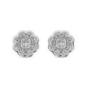Diamond 2/5 ct tw Flower Earrings in 10K White Gold - Robson's Jewelers