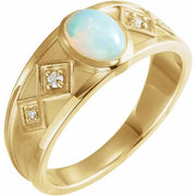 14K Yellow Natural White Ethiopian Opal & .05 CTW Natural Diamond Ring - Robson's Jewelers