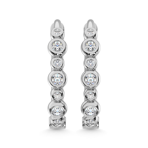 14K White Gold Diamond 1/4 Ct.Tw. Hoop Earrings