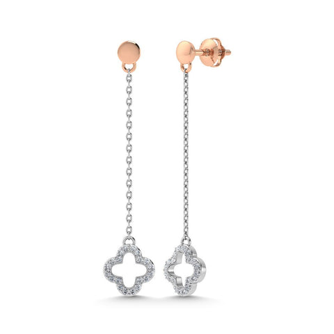14K Two Tone Diamond 1/6 Ct.Tw. Chain Earrings - Robson's Jewelers