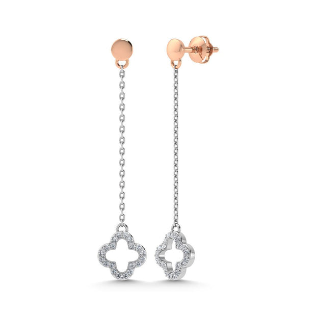 14K Two Tone Diamond 1/6 Ct.Tw. Chain Earrings - Robson's Jewelers