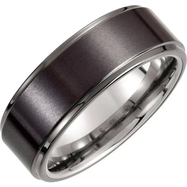 Tungsten & Ceramic Couture® 8 mm Ridged Band Size 10 - Robson's Jewelers