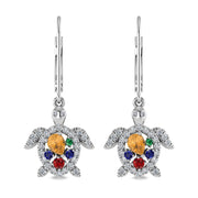 14K White Gold Diamond 7/8 Ct.Tw. Multistone Dangler Turtle Earrings - Robson's Jewelers