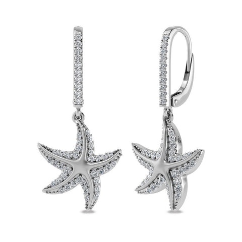 14K White Gold Diamond 3/8 Ct.Tw. Starfish Dangler Earrings - Robson's Jewelers