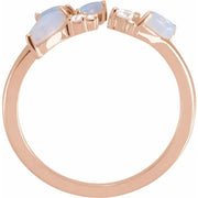 14K Rose Natural White Opal & 1/10 CTW Natural Diamond Negative Space Ring - Robson's Jewelers