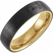 18K Yellow Gold PVD Titanium & Carbon Fiber 6 mm Half Round Band Size 10 - Robson's Jewelers